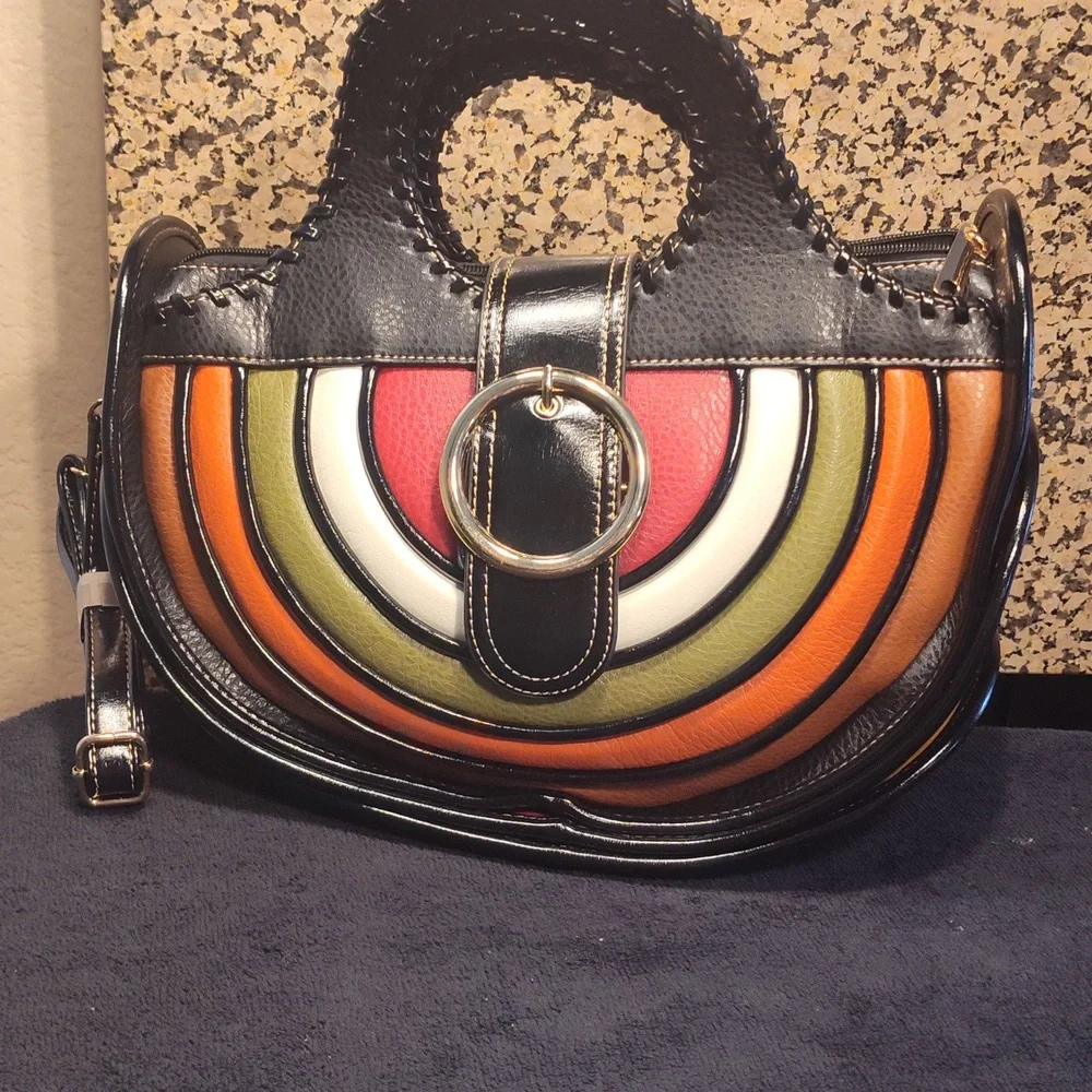 Chic Multicolor Leather Shoulder Bag - Picture 7 of 7